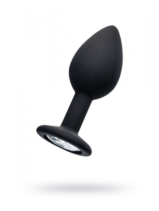 Черная анальная втулка с прозрачным стразом - 7,2 см. - POPO Pleasure - купить с доставкой в Элисте