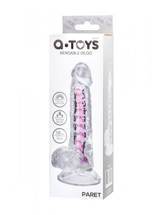 Прозрачный гибкий фаллоимитатор Paret - 18 см. - A-toys