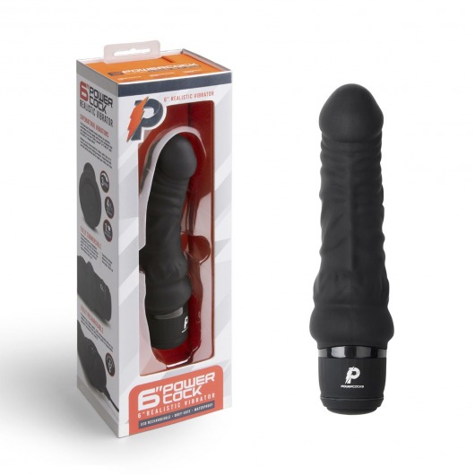 Черный вибратор-реалистик 6  Realistic Vibrator - 17 см. - PowerCocks