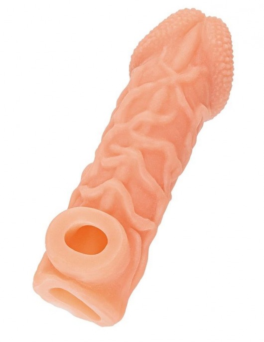 Телесная закрытая насадка с венками Cock Sleeve Size S - 13,8 см. - KOKOS - в Элисте купить с доставкой