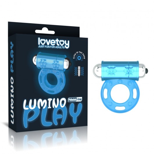 Голубое, светящееся в темноте эрекционное виброкольцо Lumino Play Vibrating Penis Ring - Lovetoy - в Элисте купить с доставкой