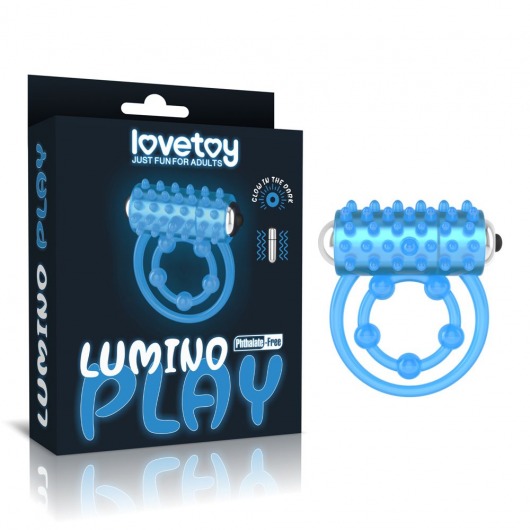 Голубое, светящееся в темноте виброкольцо Lumino Play Vibrating Penis Ring - Lovetoy - в Элисте купить с доставкой