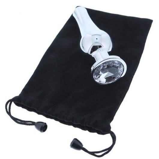 Серебристая анальная пробка с кристаллом Silver Pleasure Plug S - 9 см. - Dream Toys