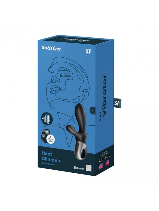 Черный анальный вибратор Heat Climax+ с функцией нагрева - 20,6 см. - Satisfyer - в Элисте купить с доставкой