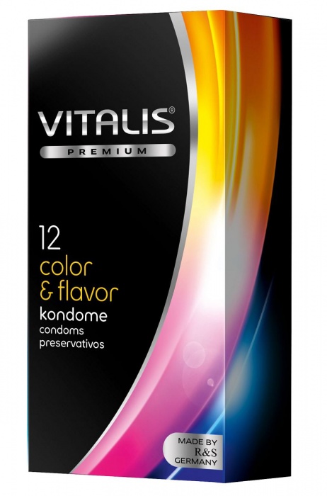 Цветные ароматизированные презервативы VITALIS PREMIUM color   flavor - 12 шт. - Vitalis - купить с доставкой в Элисте