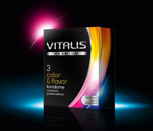 Цветные ароматизированные презервативы VITALIS PREMIUM color   flavor - 3 шт. - Vitalis - купить с доставкой в Элисте