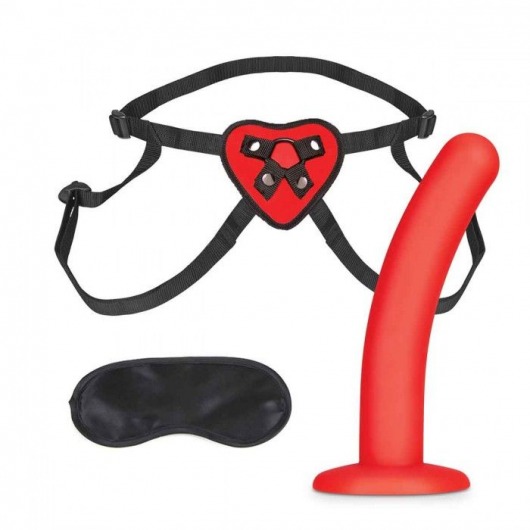 Красный поясной фаллоимитатор Red Heart Strap on Harness   5in Dildo Set - 12,25 см. - Lux Fetish - купить с доставкой в Элисте