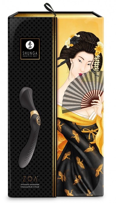 Черный двусторонний вибростимулятор ZOA - 26,5 см. - Shunga