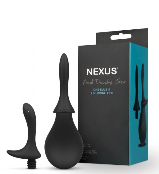 Черный анальный душ Nexus Anal Douche Set с 2 сменными насадками - Nexus Range - купить с доставкой в Элисте