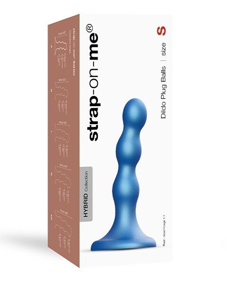 Голубая насадка Strap-On-Me Dildo Plug Balls size S - Strap-on-me - купить с доставкой в Элисте