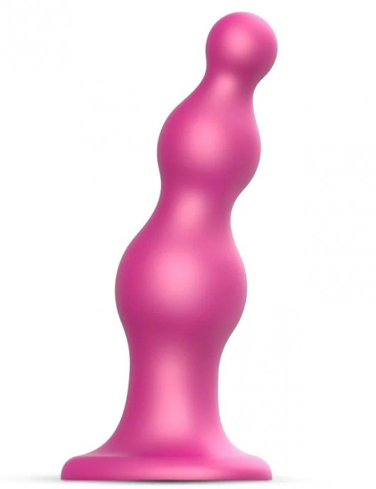 Розовая насадка Strap-On-Me Dildo Plug Beads size S - Strap-on-me - купить с доставкой в Элисте