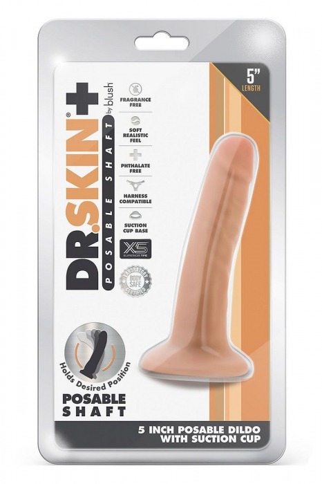 Телесный фаллоимитатор-реалистик 5 Inch Posable Dildo - 13,9 см. - Blush Novelties