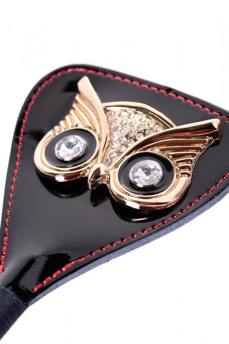 Чёрный стек с совой на кожаном наконечнике - 24 см. - ToyFa - купить с доставкой в Элисте