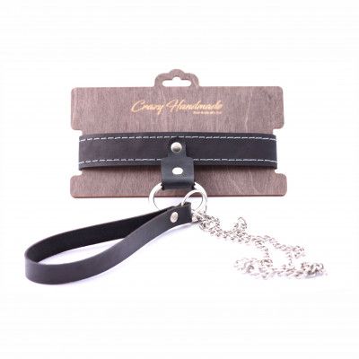 Узкий однослойный ошейник с поводком - Crazy Handmade - купить с доставкой в Элисте