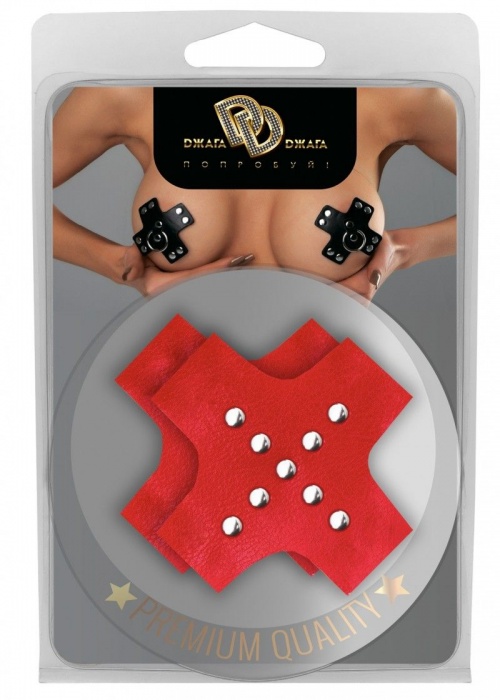 Красные пэстисы-кресты с клепками - Джага-Джага - купить с доставкой в Элисте