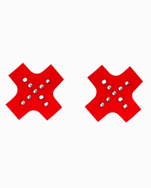 Красные пэстисы-кресты с клепками - Джага-Джага - купить с доставкой в Элисте