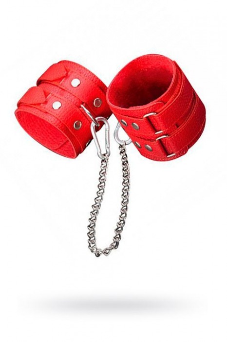 Кожаные красные оковы с цепочкой - Sitabella - купить с доставкой в Элисте