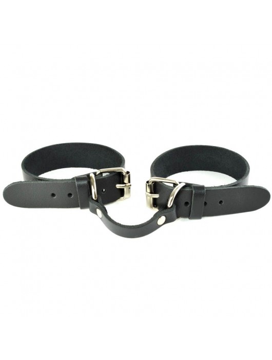 Черные кожаные наручники со съемной красной опушкой - Sitabella - купить с доставкой в Элисте