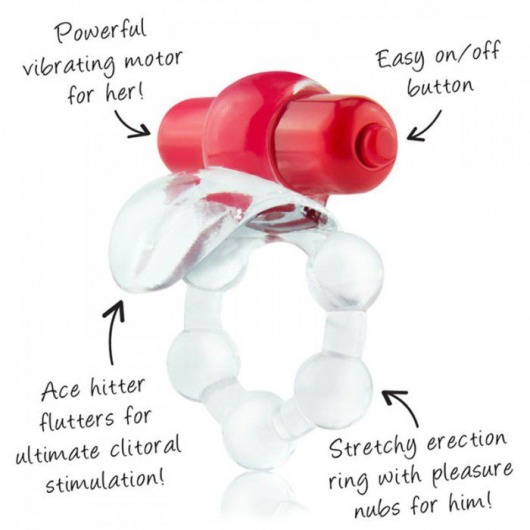 Виброкольцо с язычком и красным виброэлементом Overtime - Screaming O - в Элисте купить с доставкой