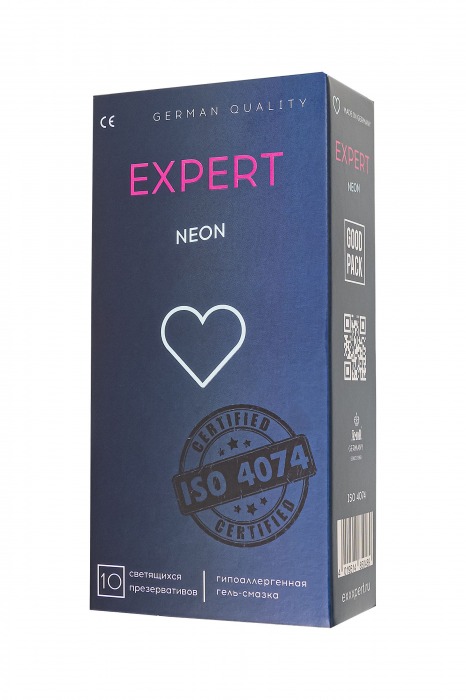 Светящиеся в темноте презервативы EXPERT Neon - 10 шт. - Expert - купить с доставкой в Элисте