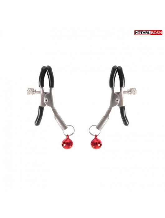 Серебристые зажимы на соски с шариками - Notabu - купить с доставкой в Элисте