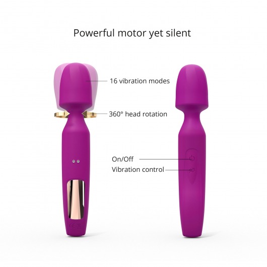 Лиловый вибратор с 2 сменными насадками R-Evolution Wand Vibrator with 2 Attachments - Love to Love