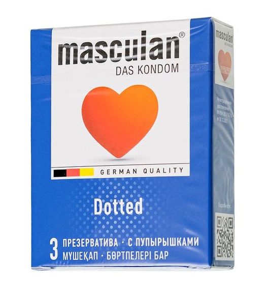 Презервативы с пупырышками Masculan Dotted - 3 шт. - Masculan - купить с доставкой в Элисте