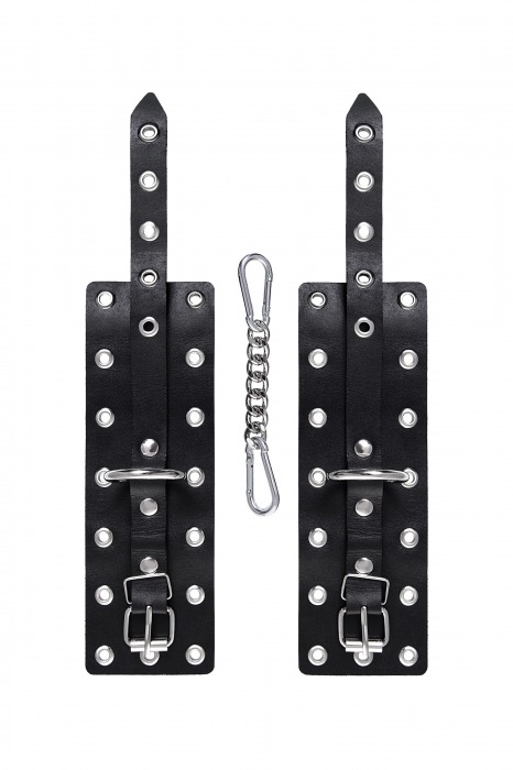 Черные кожаные однослойные наручники с люверсами - Pecado - купить с доставкой в Элисте