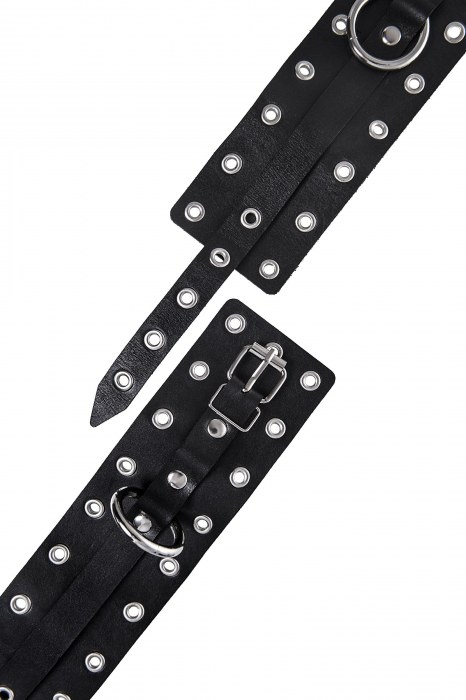 Черные кожаные однослойные оковы с люверсами - Pecado - купить с доставкой в Элисте