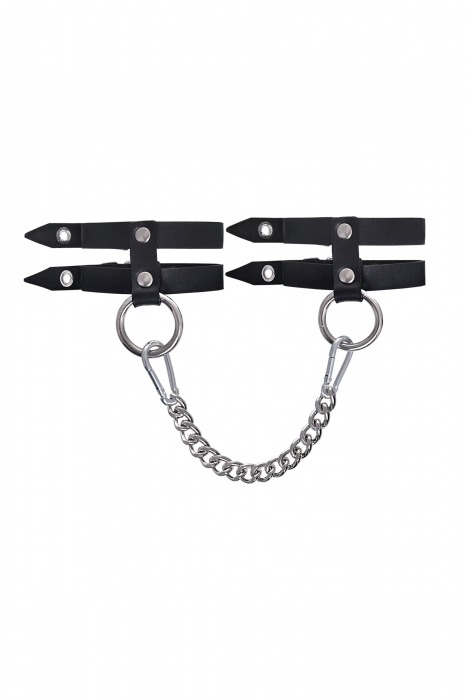 Черные однослойные кожаные оковы из двух ремешков - Pecado - купить с доставкой в Элисте