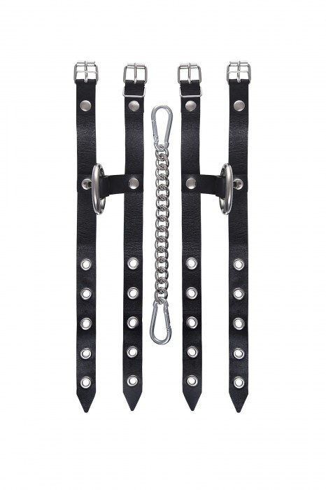 Черные однослойные кожаные оковы из двух ремешков - Pecado - купить с доставкой в Элисте