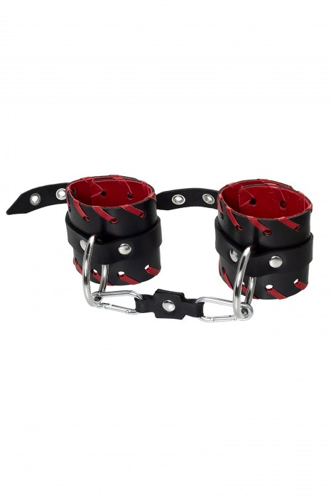 Черно-красные наручники из натуральной кожи - Pecado - купить с доставкой в Элисте