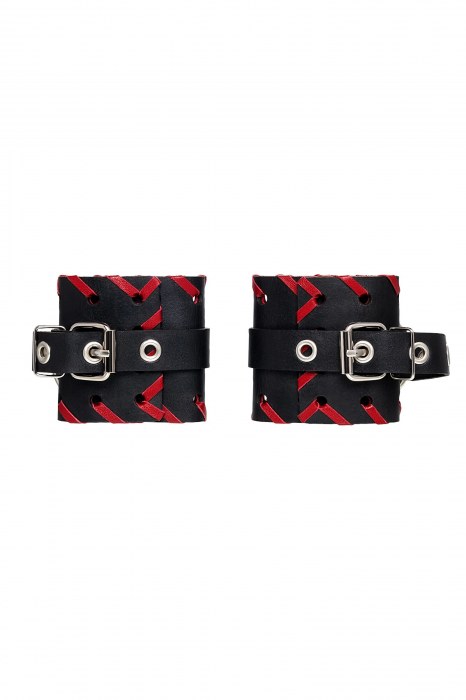 Черно-красные наручники из натуральной кожи - Pecado - купить с доставкой в Элисте