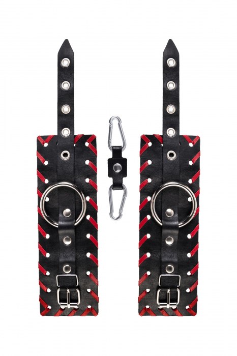 Черно-красные наручники из натуральной кожи - Pecado - купить с доставкой в Элисте