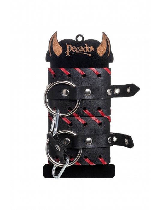 Черно-красные наручники из натуральной кожи - Pecado - купить с доставкой в Элисте