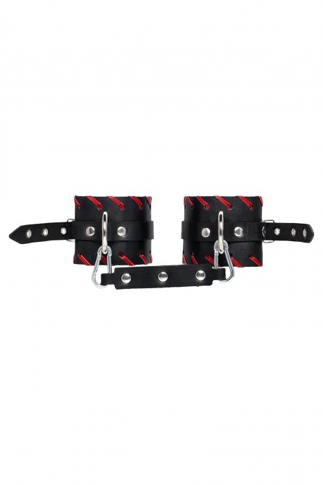 Черно-красные оковы из натуральной кожи - Pecado - купить с доставкой в Элисте