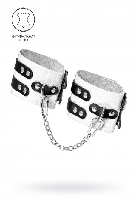 Бело-черные оковы с двумя ремешками и люверсами - Pecado - купить с доставкой в Элисте