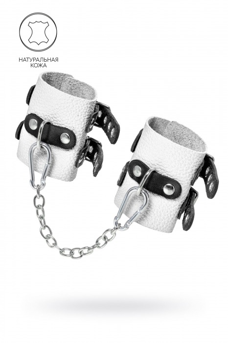 Бело-черные наручники с двумя ремешками и люверсами - Pecado - купить с доставкой в Элисте