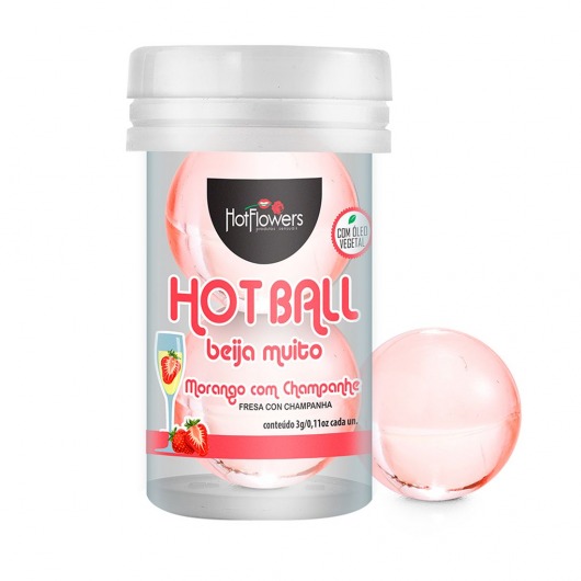 Лубрикант на масляной основе Hot Ball Beija Muito с ароматом клубники и шампанского (2 шарика по 3 гр.) - HotFlowers - купить с доставкой в Элисте