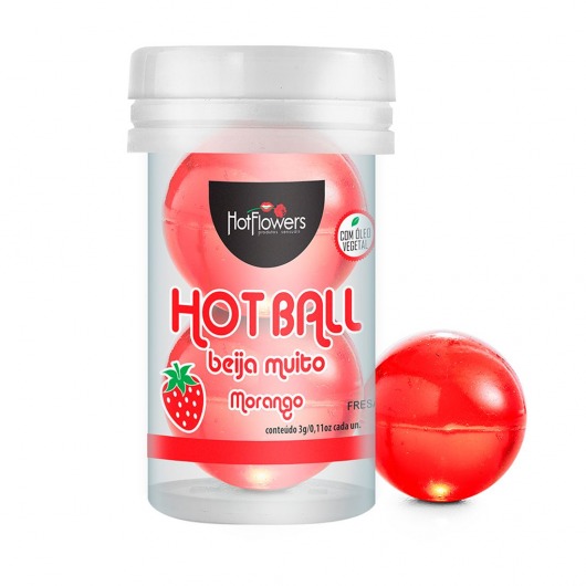 Лубрикант на масляной основе Hot Ball Beija Muito с ароматом клубники (2 шарика по 3 гр.) - HotFlowers - купить с доставкой в Элисте