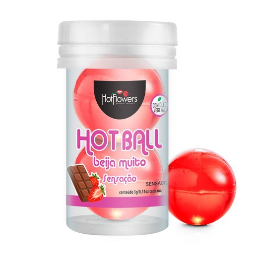 Лубрикант на масляной основе Hot Ball Beija Muito с ароматом шоколада и клубники (2 шарика по 3 гр.) - HotFlowers - купить с доставкой в Элисте