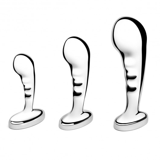 Набор из 3 стальных стимуляторов простаты Stainless Steel P-spot Training Set - b-Vibe - в Элисте купить с доставкой