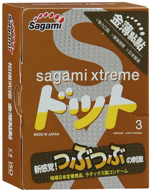 Презервативы Sagami Xtreme FEEL UP с точечной текстурой и линиями прилегания - 3 шт. - Sagami - купить с доставкой в Элисте