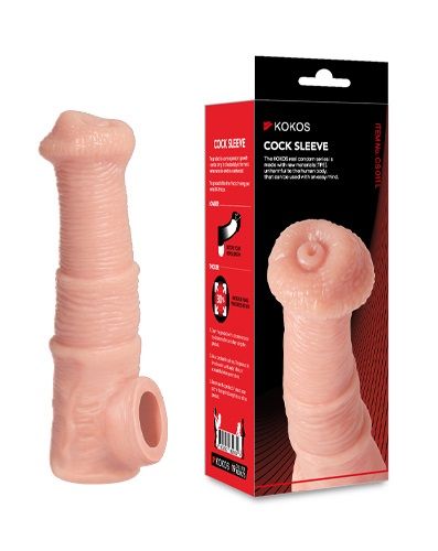 Телесная фантазийная насадка на член Cock Sleeve Size M - KOKOS - в Элисте купить с доставкой