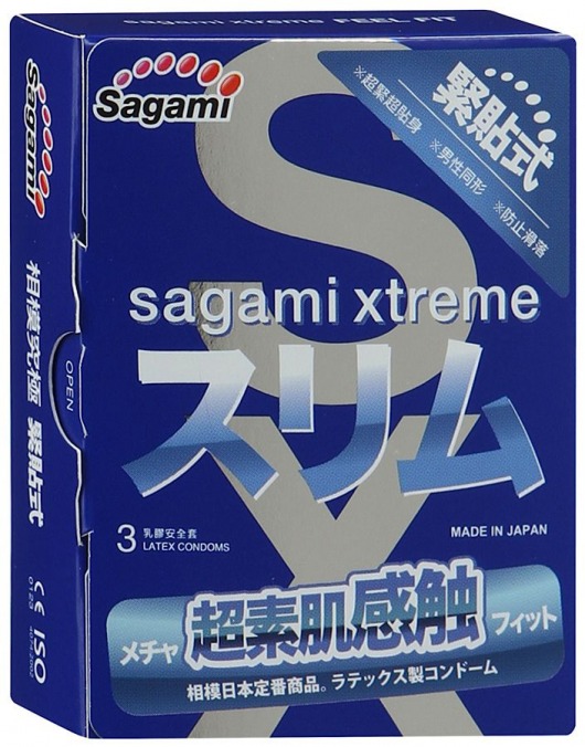 Розовые презервативы Sagami Xtreme FEEL FIT 3D - 3 шт. - Sagami - купить с доставкой в Элисте