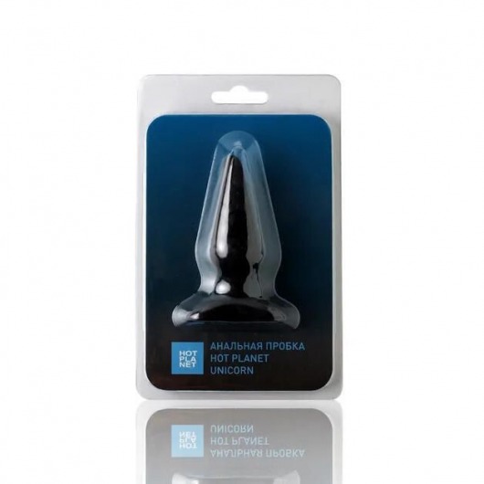Черная анальная пробка Unicorn S - 9,5 см. - HOT planet