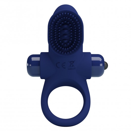Синее эрекционное виброкольцо в клиторальной щеточкой - Baile - в Элисте купить с доставкой