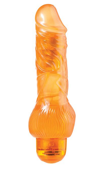 Оранжевый вибратор-реалистик JELLY JOY 7INCH 10 RHYTHMS ORANGE - 17,5 см. - Dream Toys