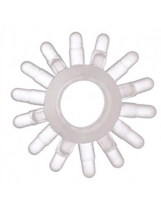 Прозрачное гелевое эрекционное кольцо с шипиками - Toyfa Basic - в Элисте купить с доставкой