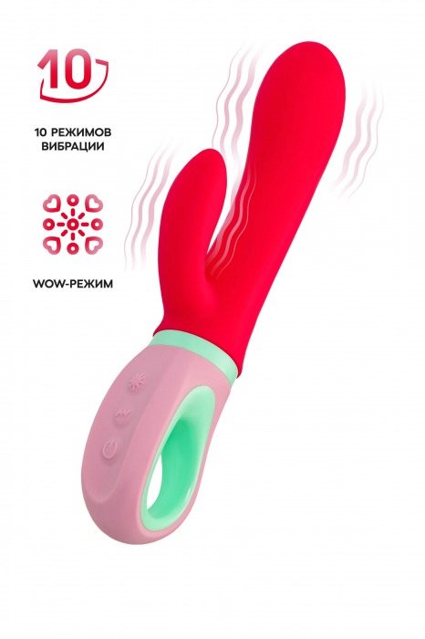 Красный вибратор с клиторальным отростком Petunia - 19 см. - ToyFa